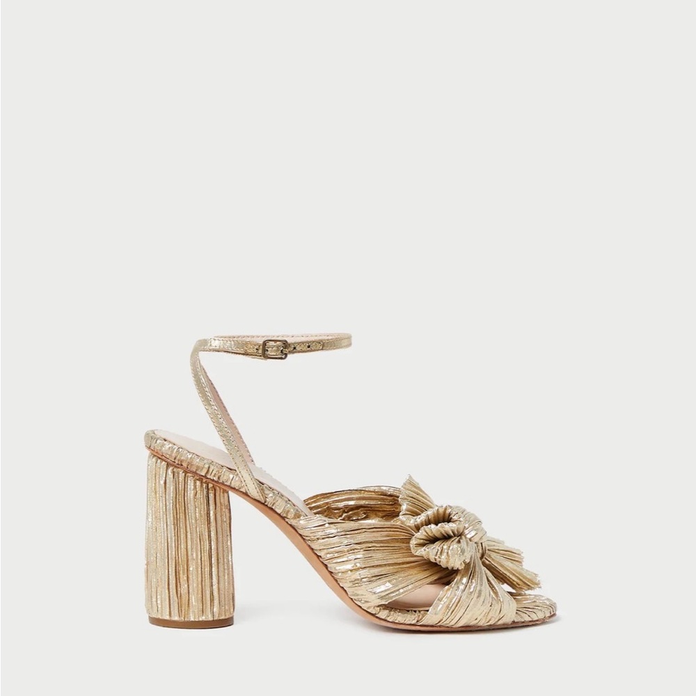 Loeffler Randall Camellia Gold Pleated Bow Heel - Picture 3 of 12